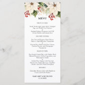 ホワイトポインセチア赤いベリー冬の結婚式メニュー メニュー (正面)