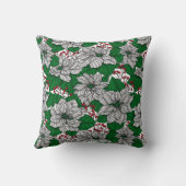 ホワイトポインセチア、クリスマスパターン クッション (裏面)