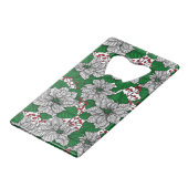 ホワイトポインセチア、クリスマスパターン クレジットカード栓抜き (正面アングル)