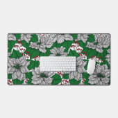 ホワイトポインセチア、クリスマスパターン デスクマット (キーボード&マウス)