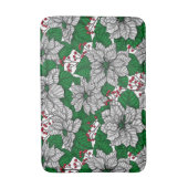 ホワイトポインセチア、クリスマスパターン バスマット (正面縦)