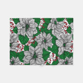ホワイトポインセチア、クリスマスパターン フリースブランケット (正面(横))