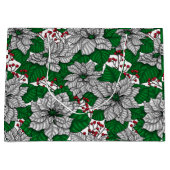 ホワイトポインセチア、クリスマスパターン ラージペーパーバッグ (正面)