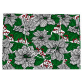 ホワイトポインセチア、クリスマスパターン ラージペーパーバッグ (裏面)