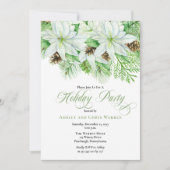 ホワイトポインセチア |ピネコーンパインホリデーパーティー 招待状 (正面)