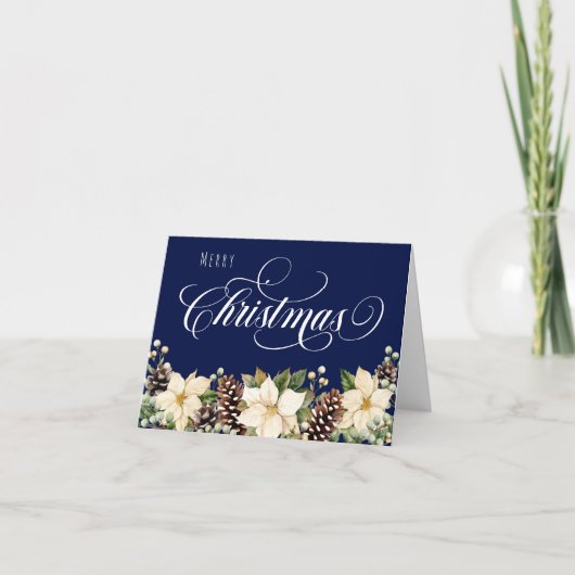 ホワイトポインセチア ブルー折り シーズンカード (正面)