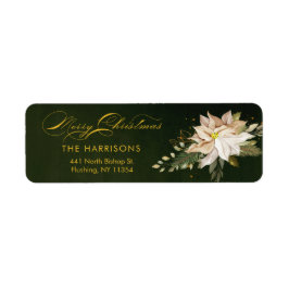 ホワイトポインセチア&メリークリスマス書道 ラベル