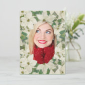 ホワイトポインセティアガーデン垂直フォトフラットカード シーズンカード (スタンド正面)