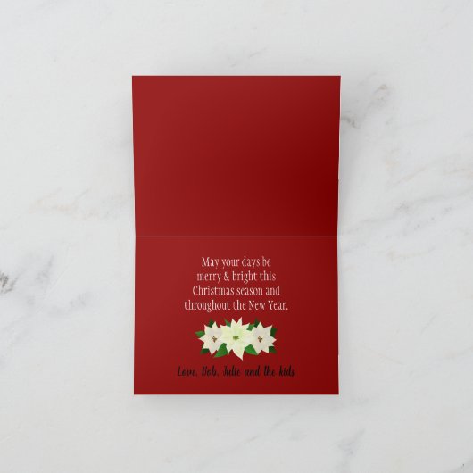 ホワイトポインセティアスホリデイ カード (内部)