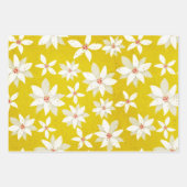 ホワイトポインセティアスレッドアクセント明るいゴールデンイエロー ラッピングペーパーシート (正面2)