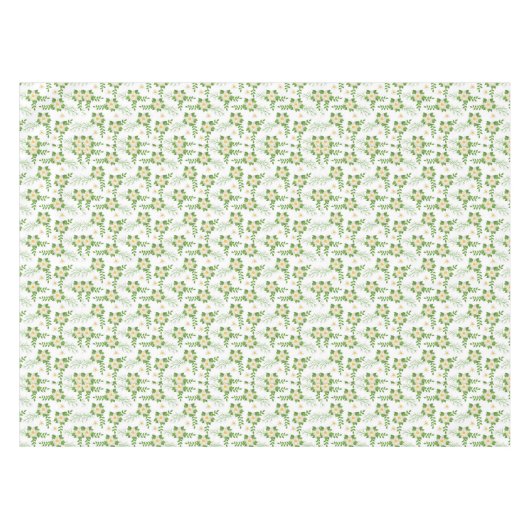 ホワイトポインセティアス緑葉のクリスマス テーブルクロス (正面(横))