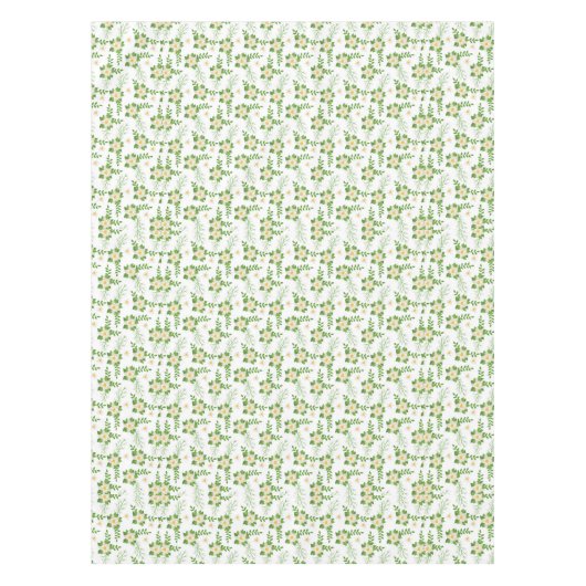 ホワイトポインセティアス緑葉のクリスマス テーブルクロス (正面)