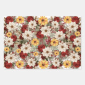 ホワイトポインセティアス&サンフラワークリスマス ラッピングペーパーシート (正面)