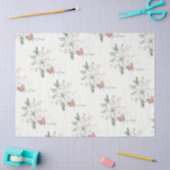 ホワイトポインセティアス&パインコーンティッシュペーパー 薄葉紙 (クラフト)