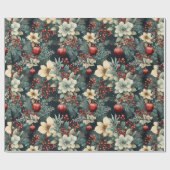 ホワイトポインセティアホリデイ ラッピングペーパー (フラット)