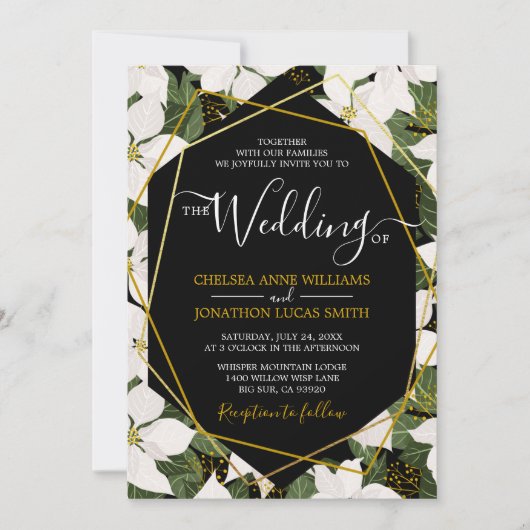 ホワイトポインセティア結婚式招待状 招待状 (正面)