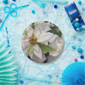 ホワイトポインセティシアクリスマスパーティー ペーパープレート (パーティー)