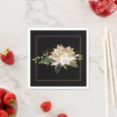 ホワイトポインセテフェイクィアと金ゴールドグリッター葉の スタンダードカクテルナプキン (インサイチュ)