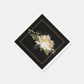 ホワイトポインセテフェイクィアと金ゴールドグリッター葉の スタンダードカクテルナプキン (角)