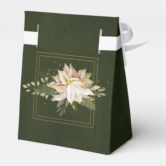 ホワイトポインセテフェイクィアと金ゴールドグリッター葉の フェイバーボックス (裏面サイド)