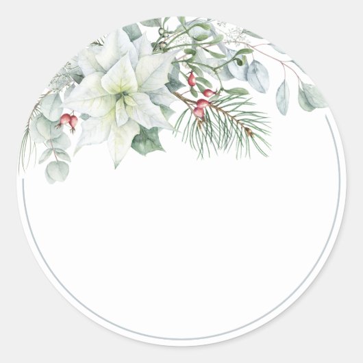 ホワイトポインセテ空白のィアホームメイドメイスンジャー ラウンドシール (正面)