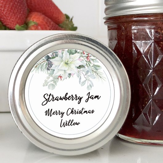 ホワイトポインセテ空白のィアホームメイドメイスンジャー ラウンドシール