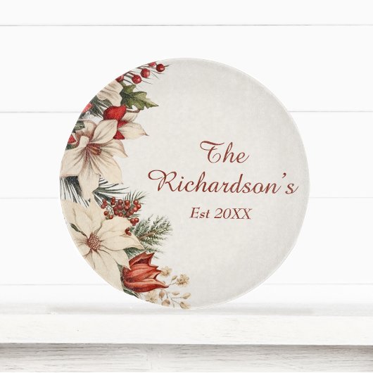 ホワイトポエレガントインセチアカスタムクリスマス カッティングボード