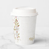 ホワイトポエレガントインセッティアレッドベリー金ゴールドグリッター 紙コップ (左)