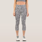ホワイトポシープリントオングレー カプリレギンス (正面)
