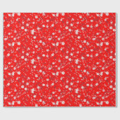 ホワイトポシープリントオンレッド ラッピングペーパー (フラット)