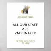 ホワイトポスターにビジネスロゴのスタッフが予防接種される ポスター (正面)