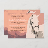 ホワイトポニーホースパターンテント誕生日 招待状 (正面/裏面)