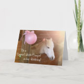 ホワイトポニー女性のカーボーイ誕生日カード カード (正面)