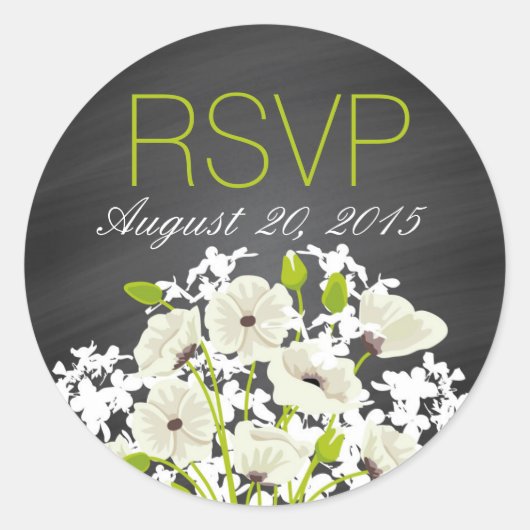 ホワイトポピーとシャルボードRSVPラベル ラウンドシール (正面)