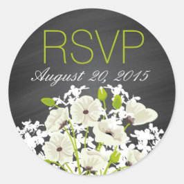 ホワイトポピーとシャルボードRSVPラベル ラウンドシール