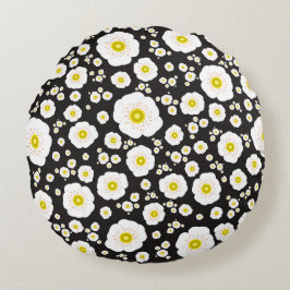 ホワイトポピーズラウンド装飾用クッション ラウンドクッション