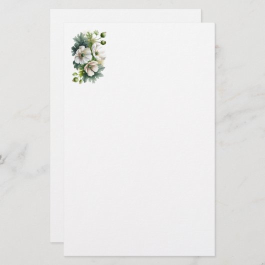 ホワイトポピー文房具紙 便箋 (正面/裏面)