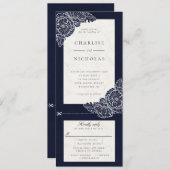 ホワイトポピー海軍フローラ結婚式招待状rsvp 招待状 (正面/裏面)