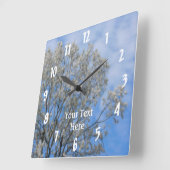 ホワイトポプラツリーフラフブルースカイ自然 スクエア壁時計 (傾斜)