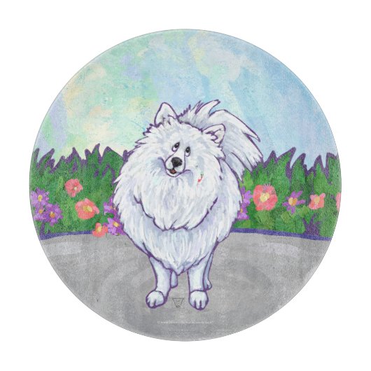 ホワイトポメラニア犬ギフト&アクセサリー カッティングボード (正面)