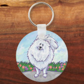 ホワイトポメラニア犬ギフト&アクセサリー キーホルダー (正面)