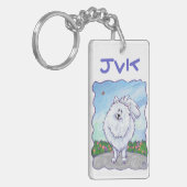 ホワイトポメラニア犬ギフト&アクセサリー キーホルダー (正面左)