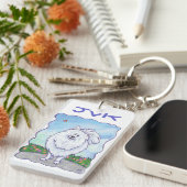 ホワイトポメラニア犬ギフト&アクセサリー キーホルダー (正面右)