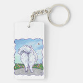 ホワイトポメラニア犬ギフト&アクセサリー キーホルダー (裏面)