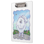 ホワイトポメラニア犬ギフト&アクセサリー クリップボード (左)