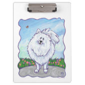 ホワイトポメラニア犬ギフト&アクセサリー クリップボード (正面)