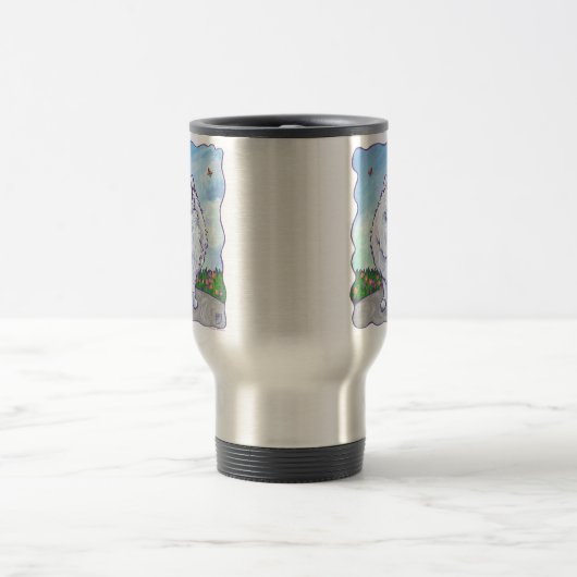 ホワイトポメラニア犬ギフト&アクセサリー トラベルマグ (中央)