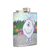 ホワイトポメラニア犬ギフト&アクセサリー フラスク (右)