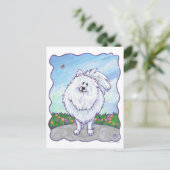 ホワイトポメラニア犬ギフト&アクセサリー ポストカード (スタンド正面)