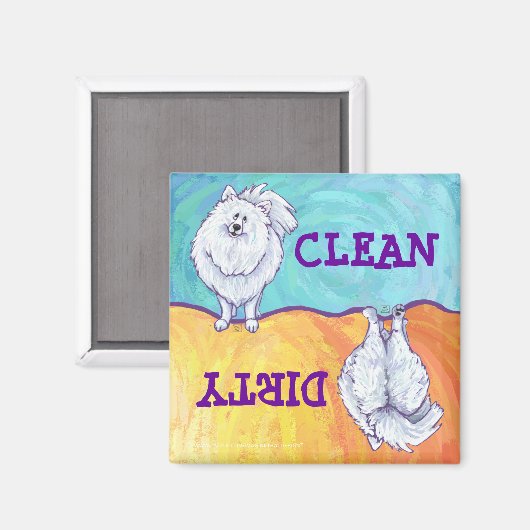 ホワイトポメラニア犬ギフト&アクセサリー マグネット (正面/裏面)